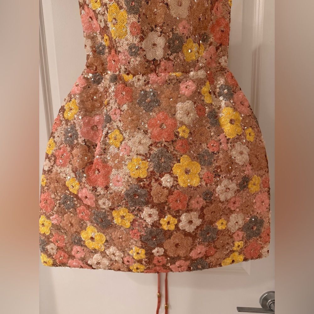 NWOT BRONX AND BANCO Maraya Strapless Floral Sequin Fit & Flare Mini Dress - Picture 10 of 16